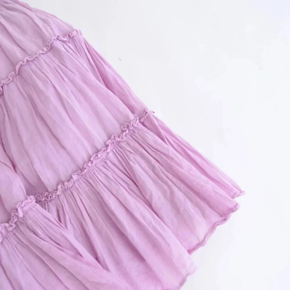Anthropologie Samant Chauhan Lola Tiered Tunic Liliac 100% Cotton Midi Dress XS - Picture 5 of 11